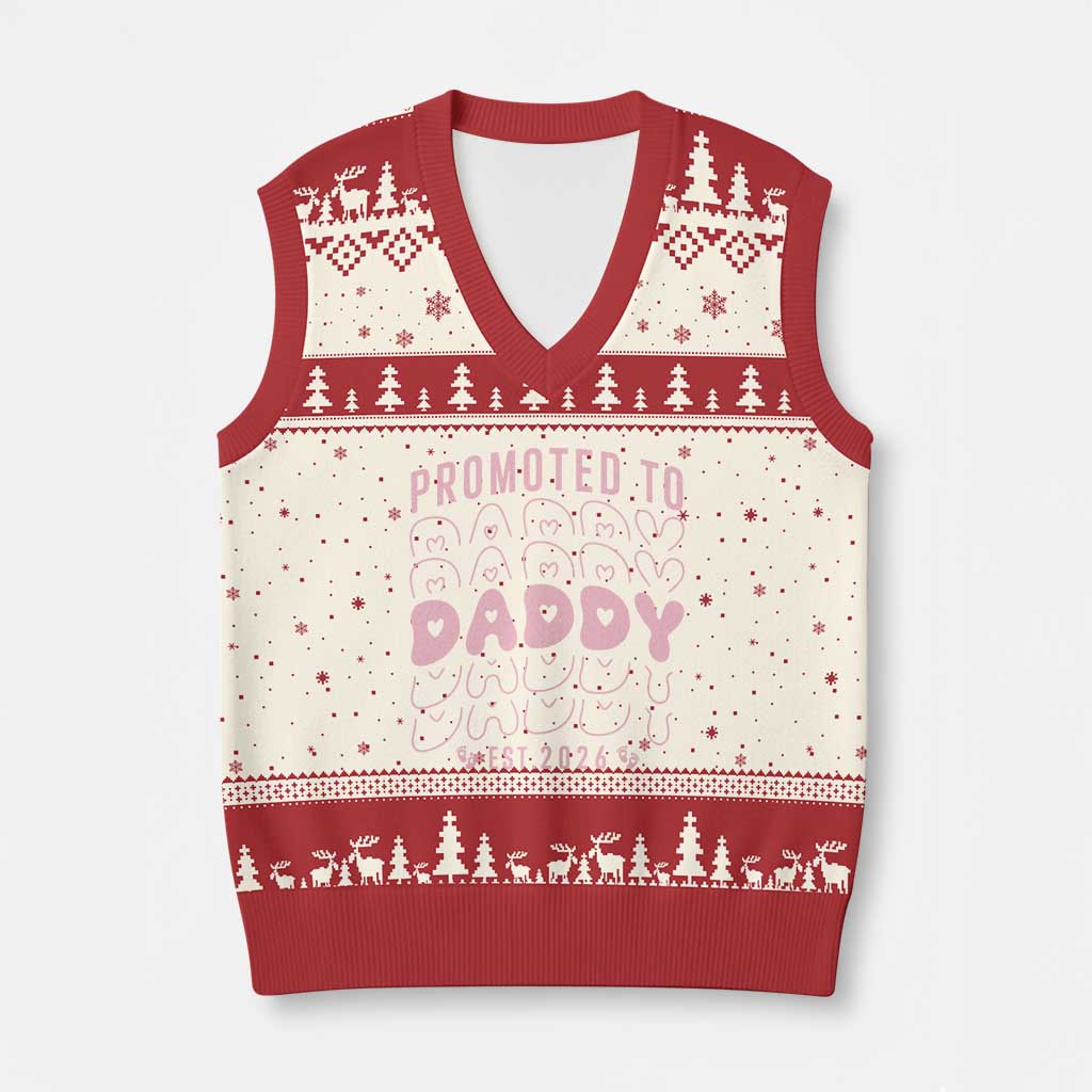 Promoted To Daddy 2026 New Girl Dad V-Neck Knit Sweater Vest First Time Fathers Day Gift TS12 Beige Red Print Your Wear