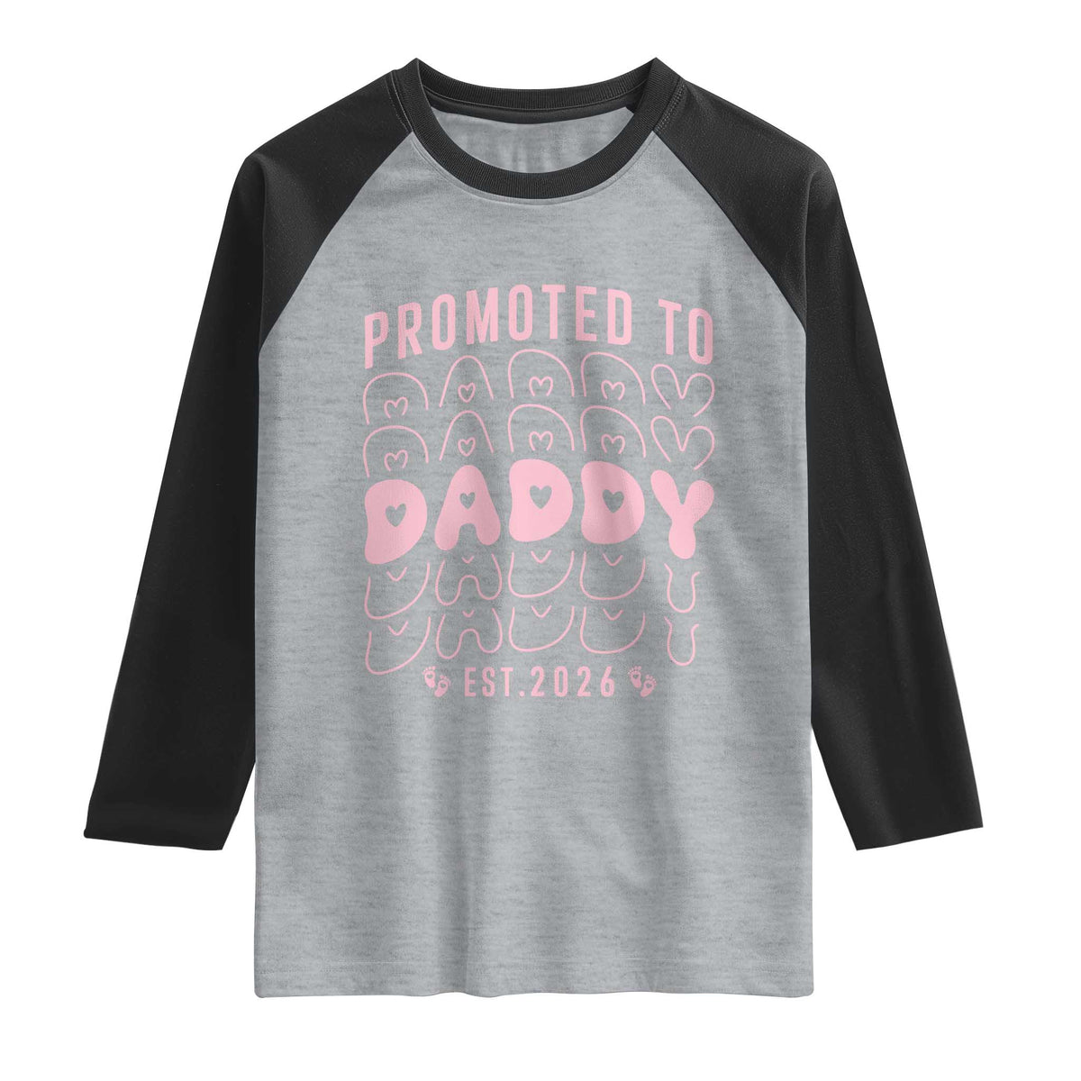 Promoted To Daddy 2026 New Girl Dad Raglan Shirt First Time Fathers Day Gift TS12 Heather Gray Black Print Your Wear