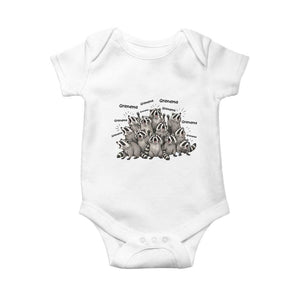 Funny Raccoon Grandma Baby Onesie Grandmother Chaos Trash Panda TS12 White Print Your Wear
