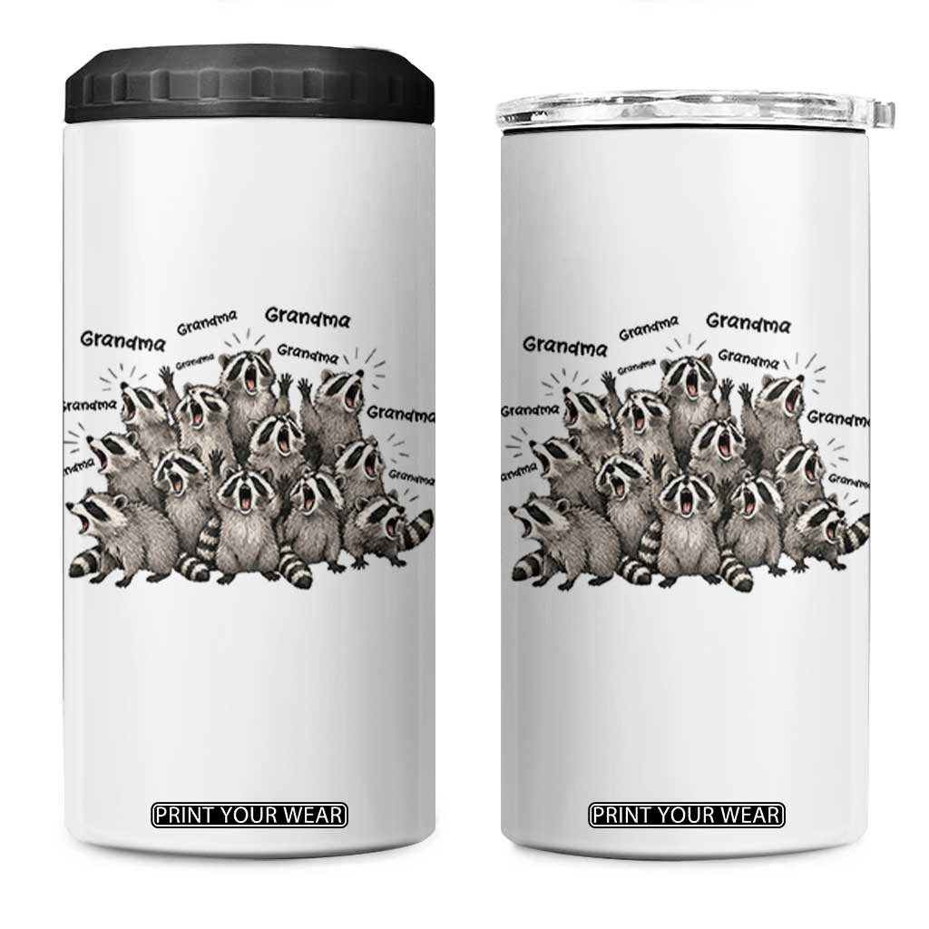 Funny Raccoon Grandma 4 in 1 Can Cooler Tumbler Grandmother Chaos Trash Panda TS12 One Size: 16 oz White Print Your Wear