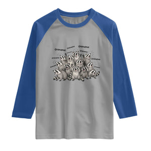 Funny Raccoon Grandma Raglan Shirt Grandmother Chaos Trash Panda TS12 Sport Gray Royal Print Your Wear