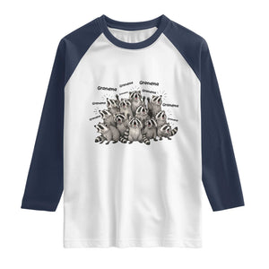Funny Raccoon Grandma Raglan Shirt Grandmother Chaos Trash Panda TS12 White Navy Print Your Wear