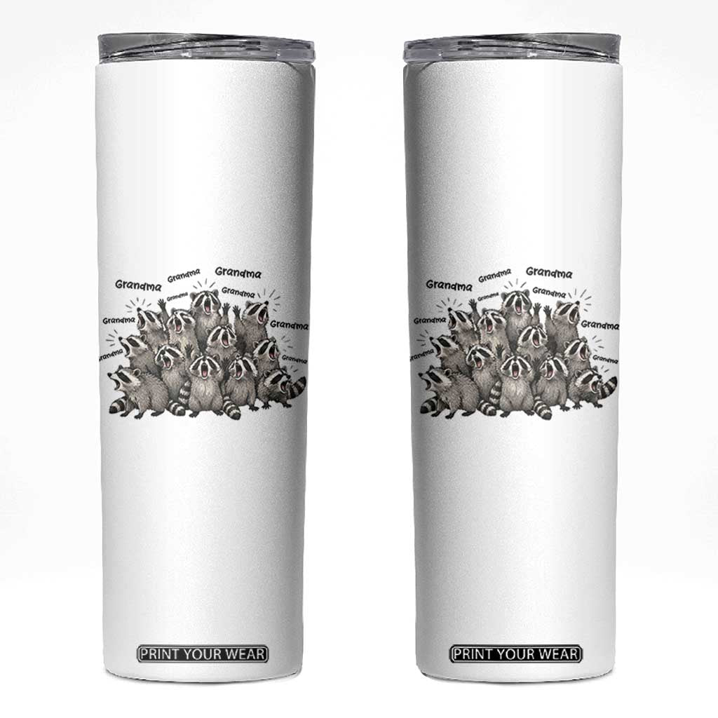Funny Raccoon Grandma Skinny Tumbler Grandmother Chaos Trash Panda TS12 White Print Your Wear