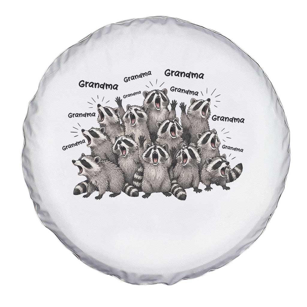 Funny Raccoon Grandma Spare Tire Cover Grandmother Chaos Trash Panda TS12 Print Your Wear