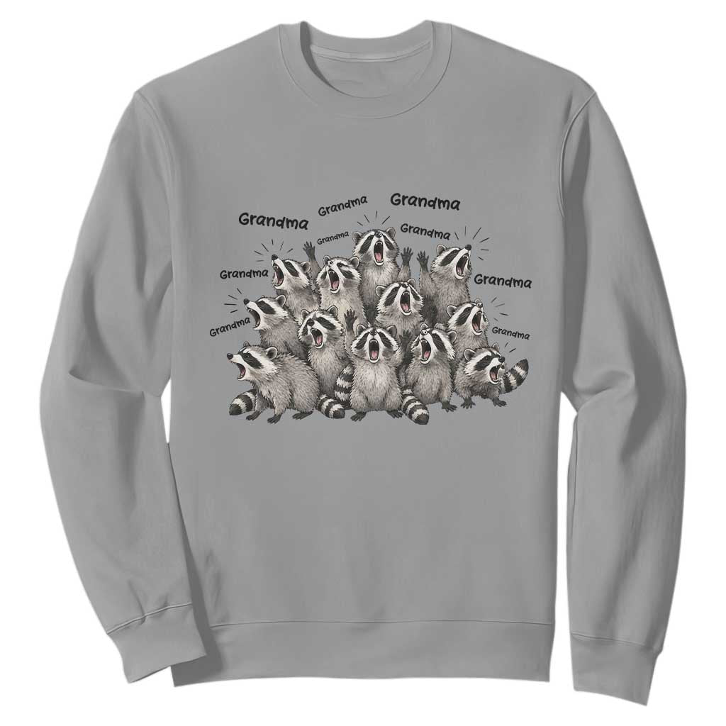 Funny Raccoon Grandma Sweatshirt Grandmother Chaos Trash Panda TS12 Sport Gray Print Your Wear