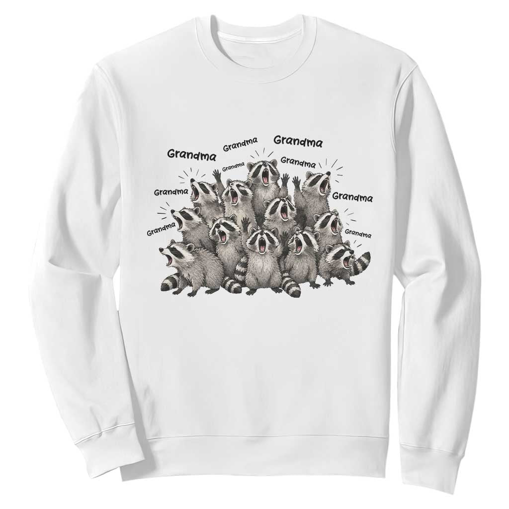 Funny Raccoon Grandma Sweatshirt Grandmother Chaos Trash Panda TS12 White Print Your Wear