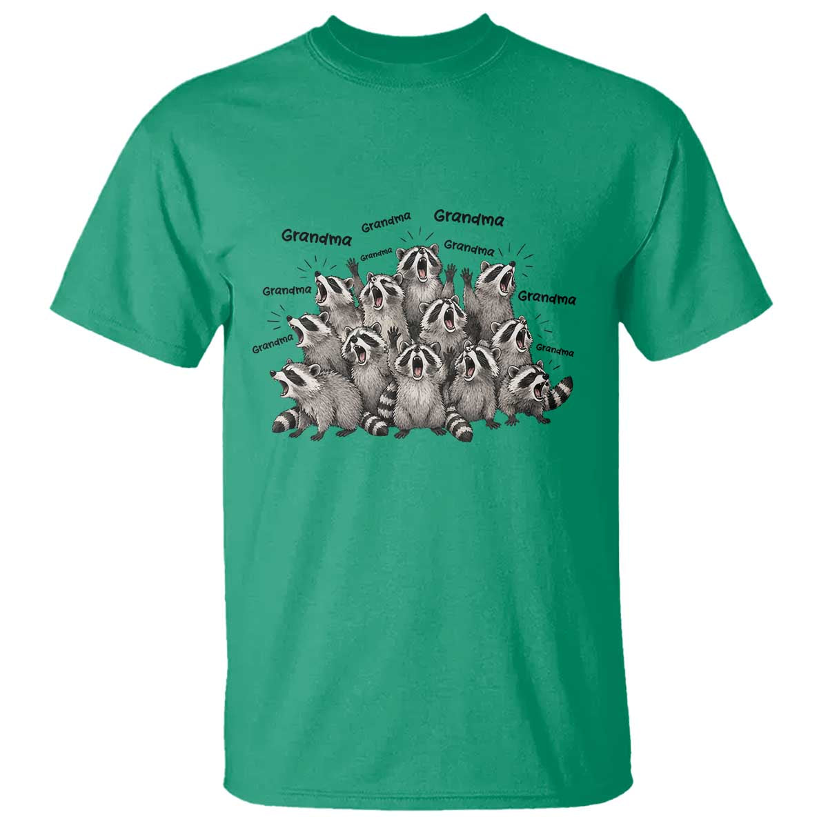 Funny Raccoon Grandma T Shirt Grandmother Chaos Trash Panda TS12 Irish Green Print Your Wear