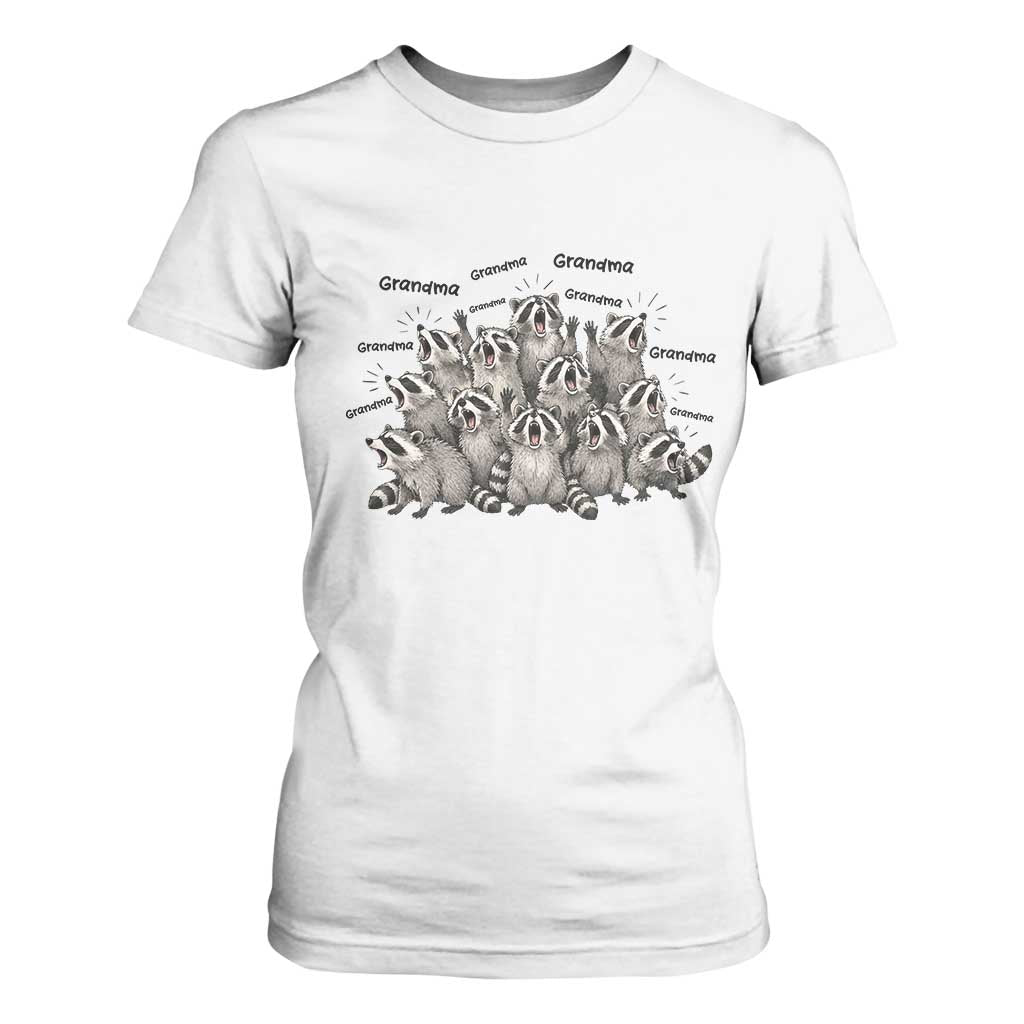 Funny Raccoon Grandma T Shirt For Women Grandmother Chaos Trash Panda TS12 White Print Your Wear