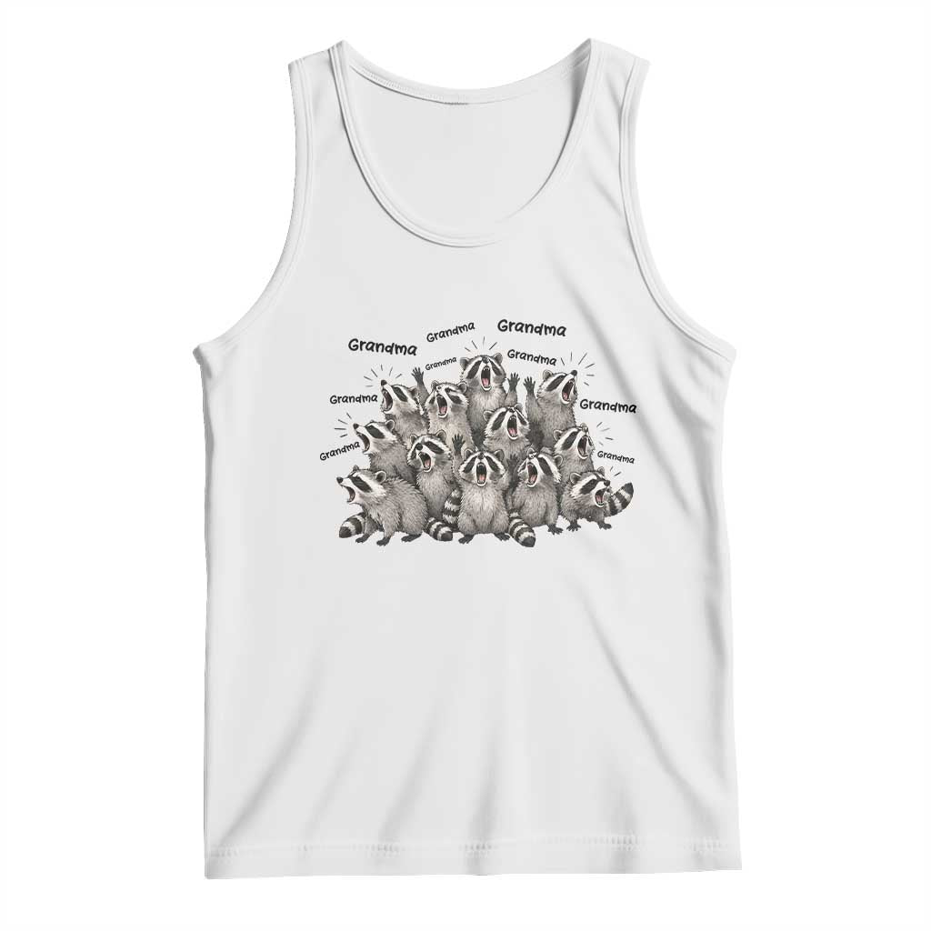 Funny Raccoon Grandma Tank Top Grandmother Chaos Trash Panda TS12 White Print Your Wear