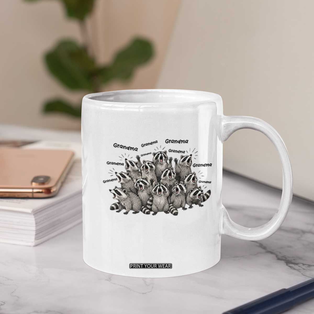Funny Raccoon Grandma Coffee Mug Grandmother Chaos Trash Panda TS12 Print Your Wear