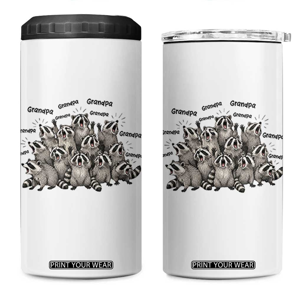 Funny Raccoon Grandpa 4 in 1 Can Cooler Tumbler Chaos Coordinator Grandpa Life Graphic TS12 One Size: 16 oz White Print Your Wear