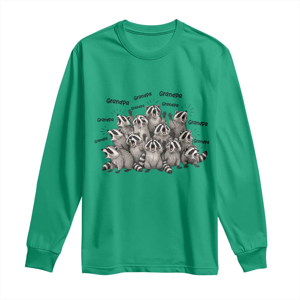 Funny Raccoon Grandpa Long Sleeve Shirt Chaos Coordinator Grandpa Life Graphic TS12 Irish Green Print Your Wear