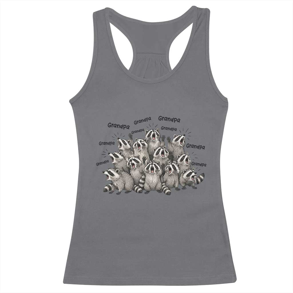 Funny Raccoon Grandpa Racerback Tank Top Chaos Coordinator Grandpa Life Graphic TS12 Charcoal Print Your Wear