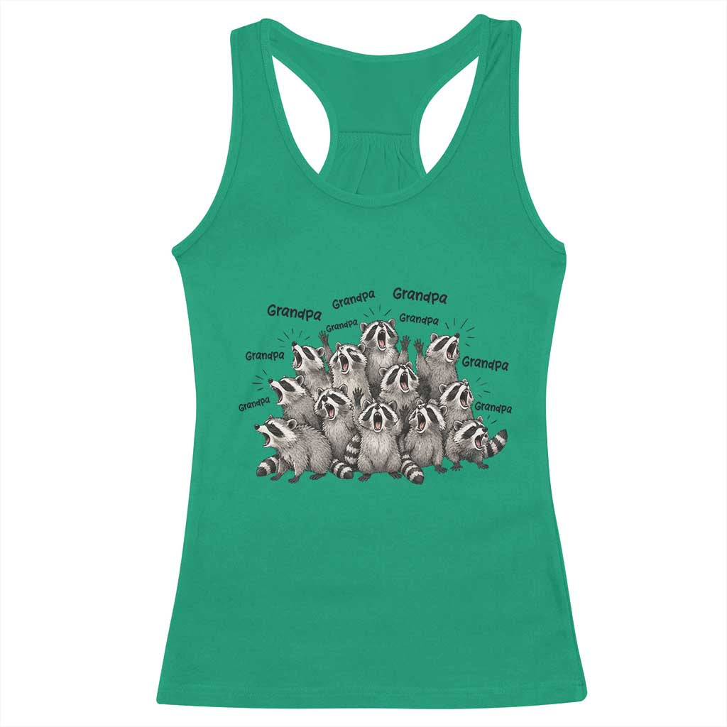 Funny Raccoon Grandpa Racerback Tank Top Chaos Coordinator Grandpa Life Graphic TS12 Irish Green Print Your Wear