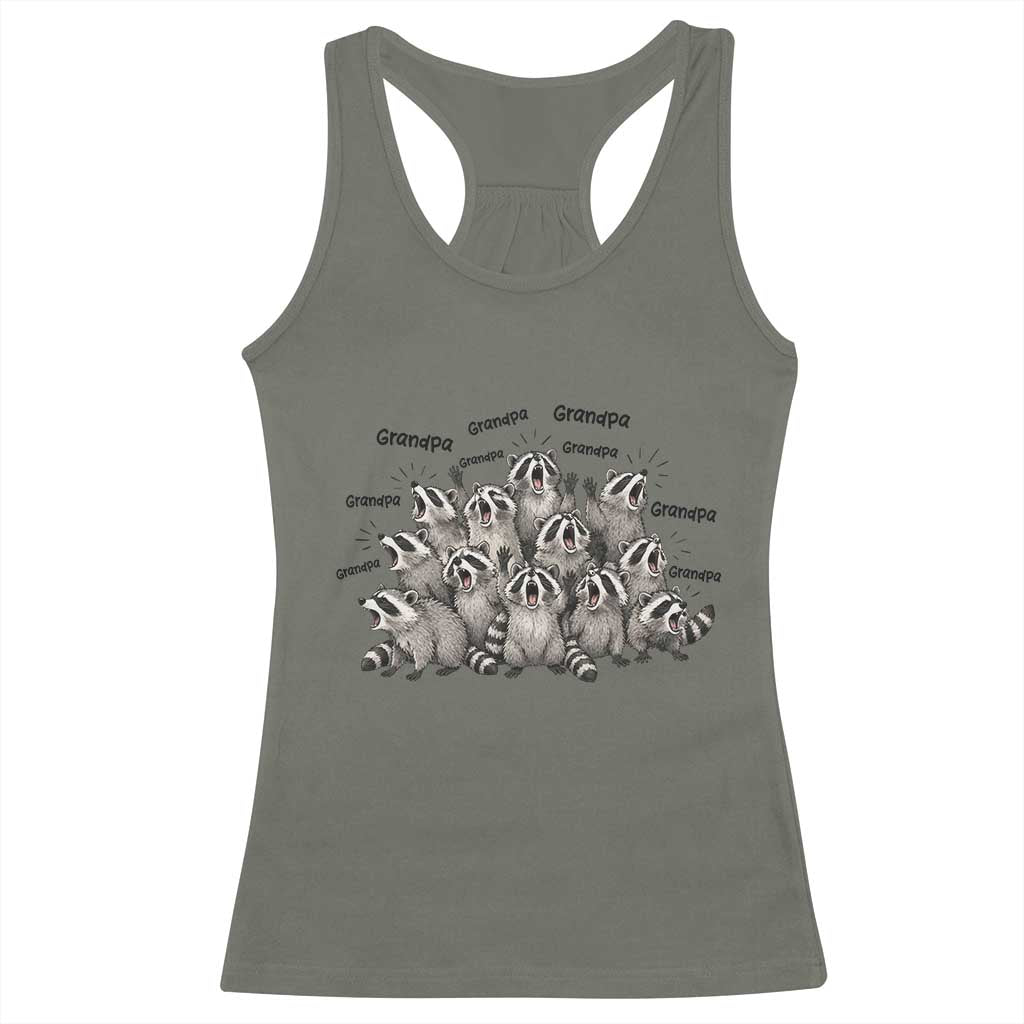 Funny Raccoon Grandpa Racerback Tank Top Chaos Coordinator Grandpa Life Graphic TS12 Military Green Print Your Wear