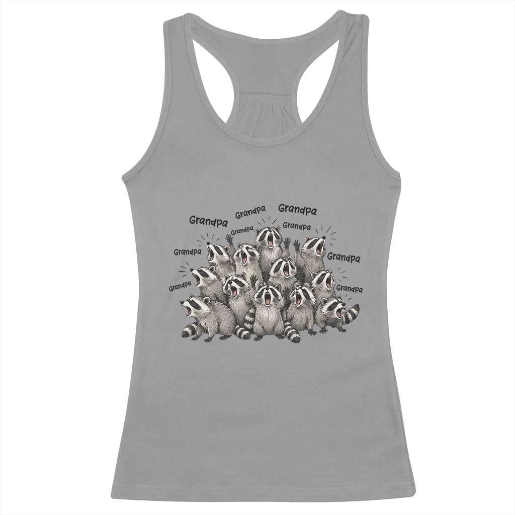 Funny Raccoon Grandpa Racerback Tank Top Chaos Coordinator Grandpa Life Graphic TS12 Sport Gray Print Your Wear