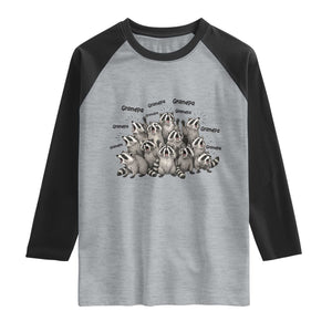 Funny Raccoon Grandpa Raglan Shirt Chaos Coordinator Grandpa Life Graphic TS12 Heather Gray Black Print Your Wear