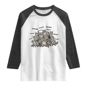 Funny Raccoon Grandpa Raglan Shirt Chaos Coordinator Grandpa Life Graphic TS12 White Heather Charcoal Print Your Wear