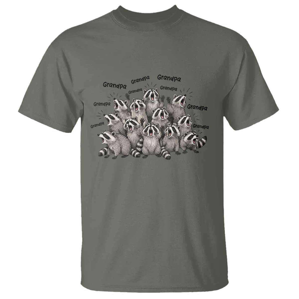 Funny Raccoon Grandpa T Shirt Chaos Coordinator Grandpa Life Graphic TS12 Military Green Print Your Wear