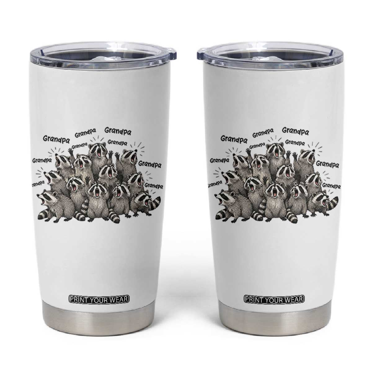 Funny Raccoon Grandpa Tumbler Cup Chaos Coordinator Grandpa Life Graphic TS12 White Print Your Wear
