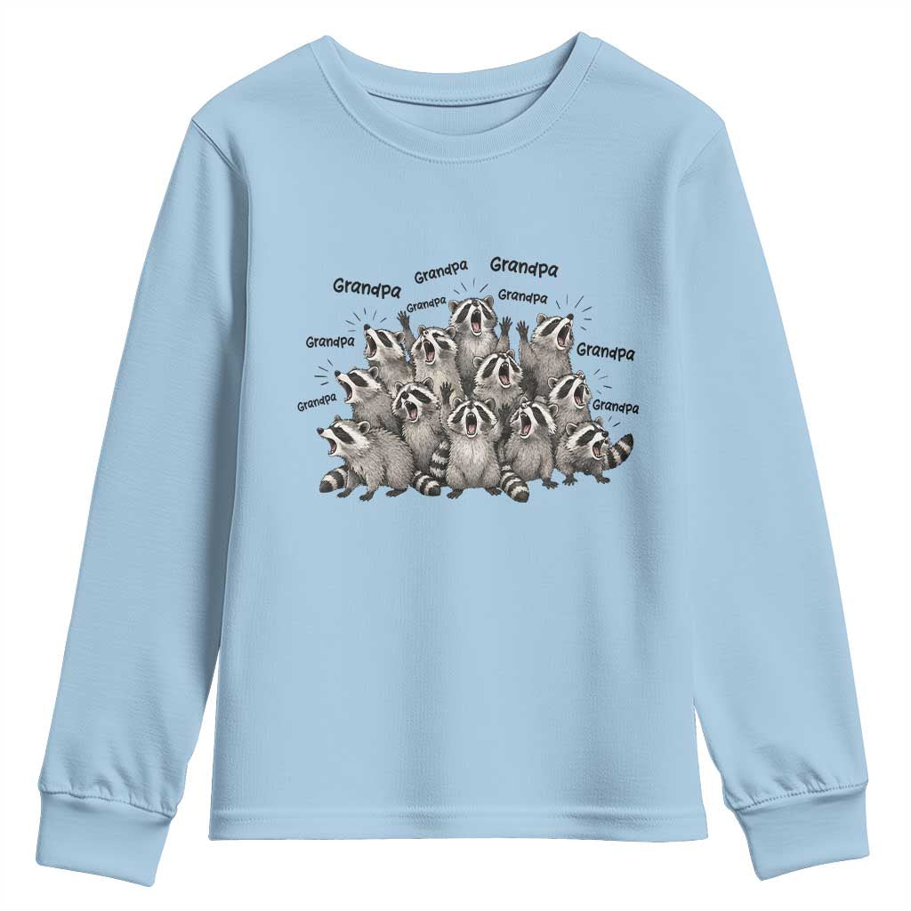 Funny Raccoon Grandpa Youth Sweatshirt Chaos Coordinator Grandpa Life Graphic TS12 Light Blue Print Your Wear