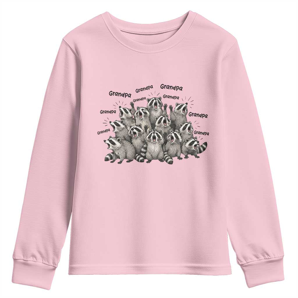 Funny Raccoon Grandpa Youth Sweatshirt Chaos Coordinator Grandpa Life Graphic TS12 Light Pink Print Your Wear