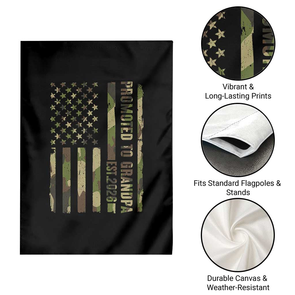 Promoted To Grandpa Est 2026 Patriotic American Flag Camo Garden Flag TS12 Print Your Wear