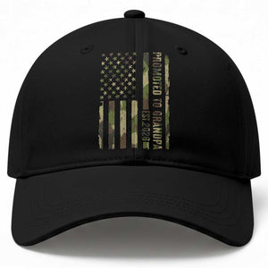 Promoted To Grandpa Est 2026 Patriotic American Flag Camo Baseball Cap TS12 Print Your Wear