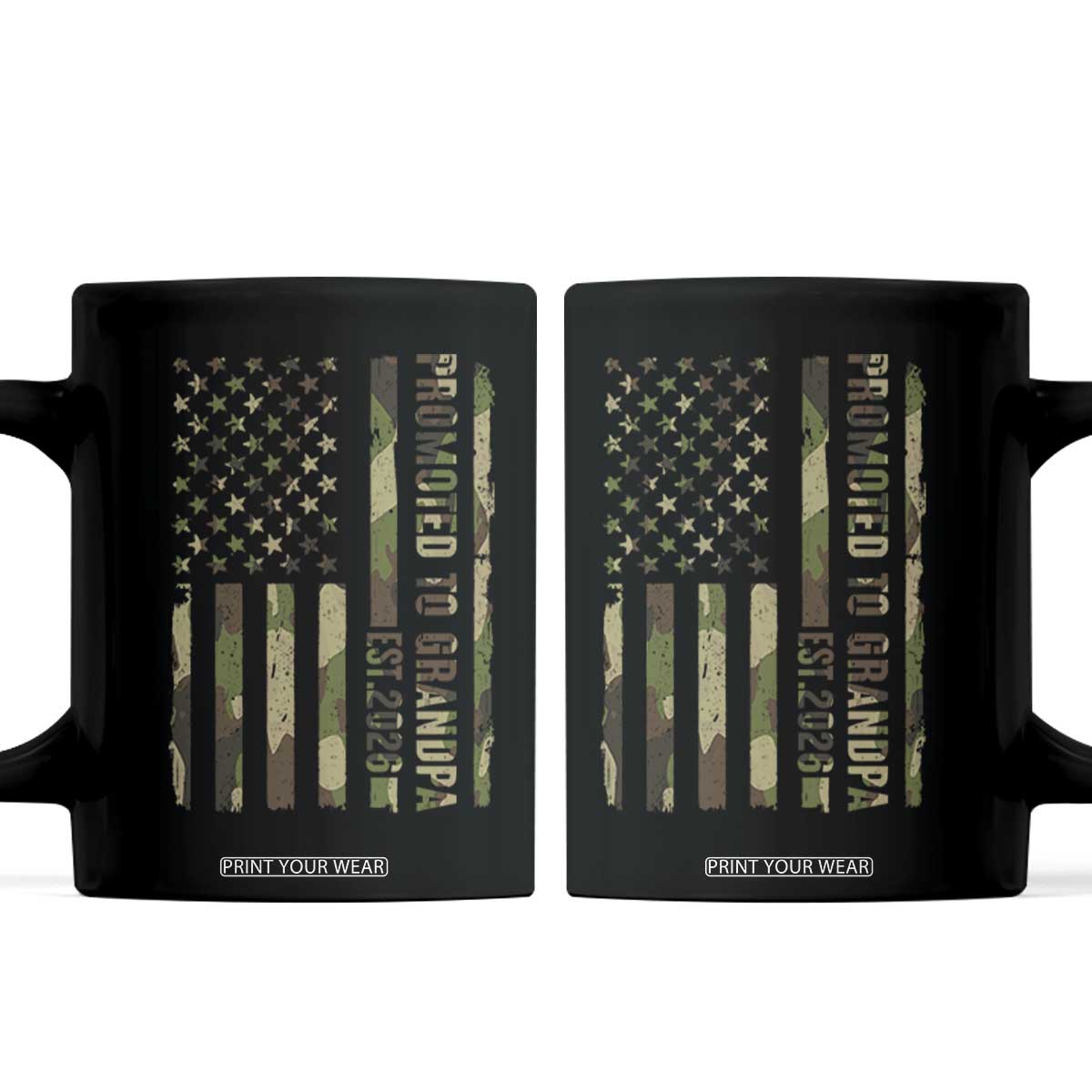 Promoted To Grandpa Est 2026 Patriotic American Flag Camo Coffee Mug TS12 Black Print Your Wear