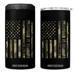 Promoted To Grandpa Est 2026 Patriotic American Flag Camo 4 in 1 Can Cooler Tumbler TS12 One Size: 16 oz Black Print Your Wear