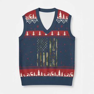 Promoted To Grandpa Est 2026 Patriotic American Flag Camo V-Neck Knit Sweater Vest TS12 Navy Red Print Your Wear