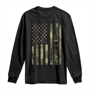 Promoted To Grandpa Est 2026 Patriotic American Flag Camo Long Sleeve Shirt TS12 Black Print Your Wear