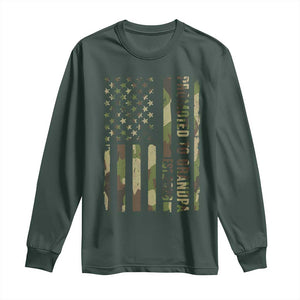 Promoted To Grandpa Est 2026 Patriotic American Flag Camo Long Sleeve Shirt TS12 Dark Forest Green Print Your Wear