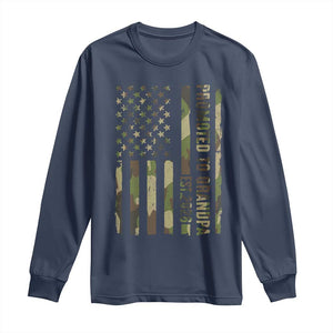 Promoted To Grandpa Est 2026 Patriotic American Flag Camo Long Sleeve Shirt TS12 Navy Print Your Wear