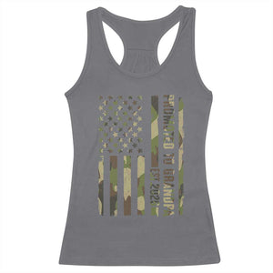 Promoted To Grandpa Est 2026 Patriotic American Flag Camo Racerback Tank Top TS12 Charcoal Print Your Wear