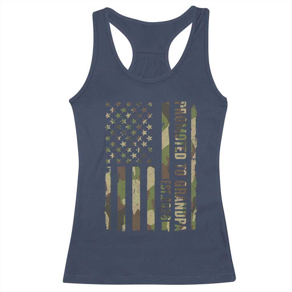 Promoted To Grandpa Est 2026 Patriotic American Flag Camo Racerback Tank Top TS12 Navy Print Your Wear
