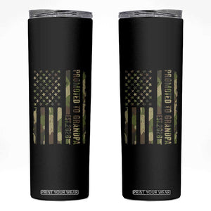 Promoted To Grandpa Est 2026 Patriotic American Flag Camo Skinny Tumbler TS12 Black Print Your Wear