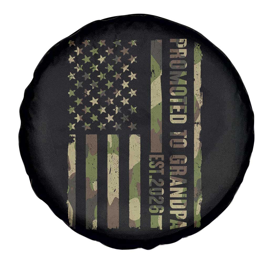 Promoted To Grandpa Est 2026 Patriotic American Flag Camo Spare Tire Cover TS12 Print Your Wear