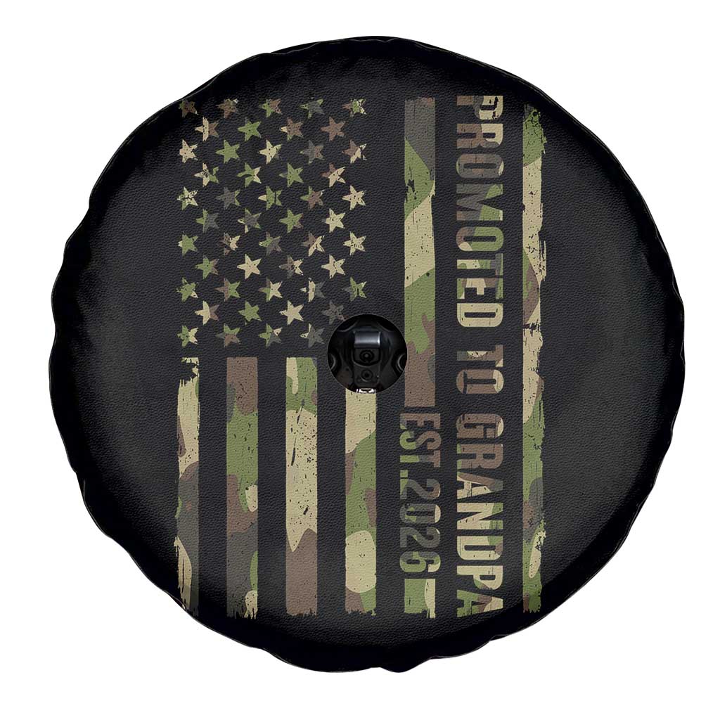 Promoted To Grandpa Est 2026 Patriotic American Flag Camo Spare Tire Cover TS12 Print Your Wear