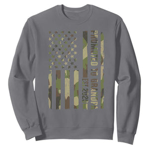 Promoted To Grandpa Est 2026 Patriotic American Flag Camo Sweatshirt TS12 Charcoal Print Your Wear