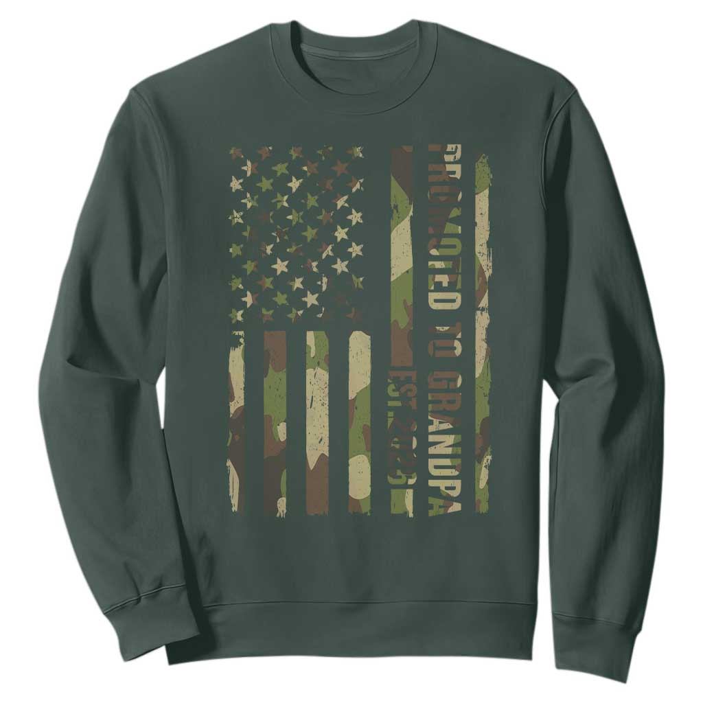 Promoted To Grandpa Est 2026 Patriotic American Flag Camo Sweatshirt TS12 Dark Forest Green Print Your Wear