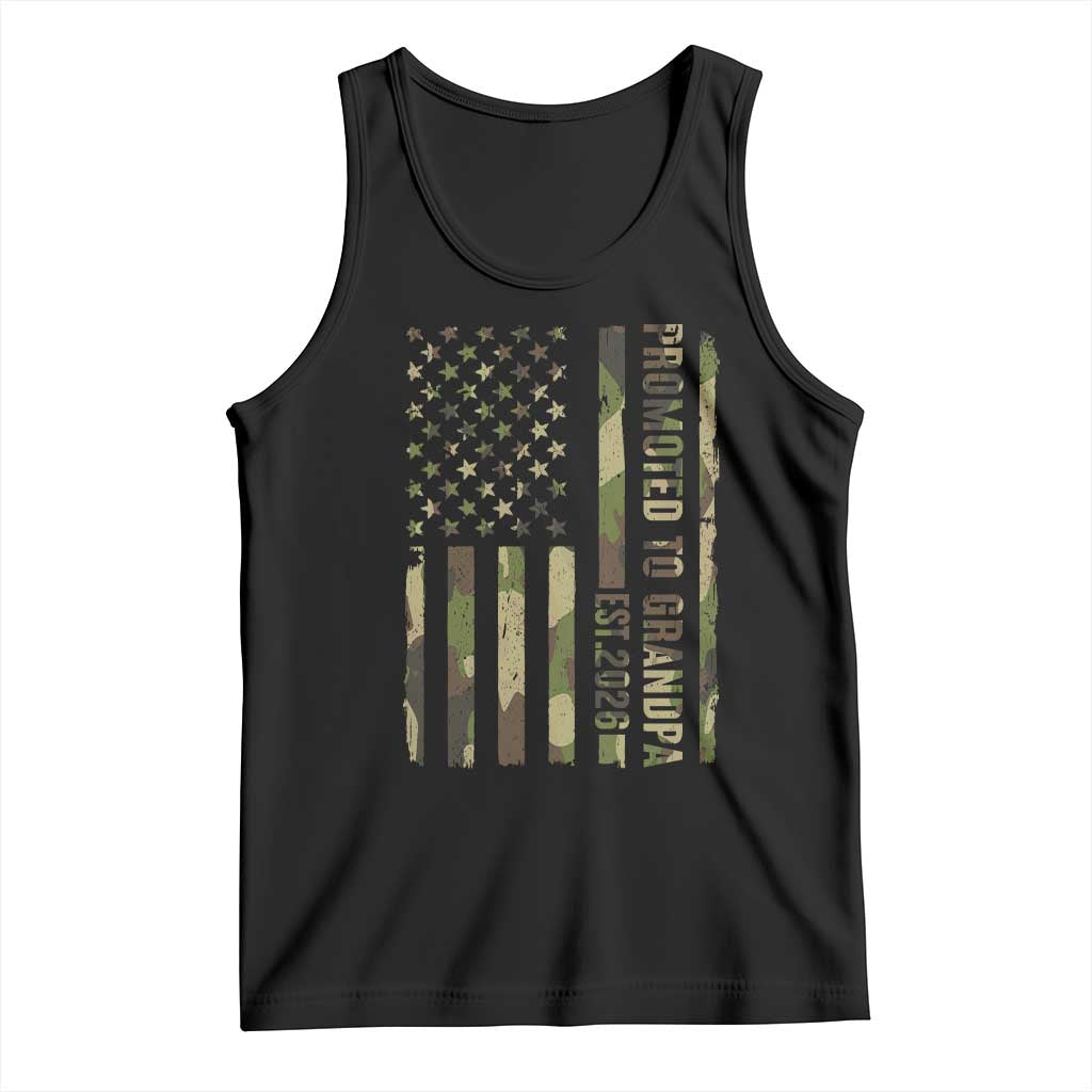 Promoted To Grandpa Est 2026 Patriotic American Flag Camo Tank Top TS12 Black Print Your Wear
