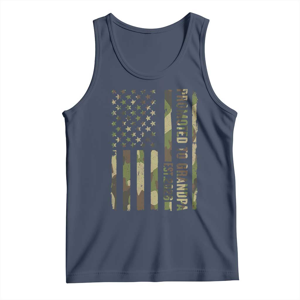 Promoted To Grandpa Est 2026 Patriotic American Flag Camo Tank Top TS12 Navy Print Your Wear