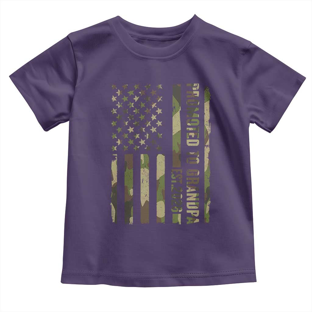 Promoted To Grandpa Est 2026 Patriotic American Flag Camo Toddler T Shirt TS12 Purple Print Your Wear