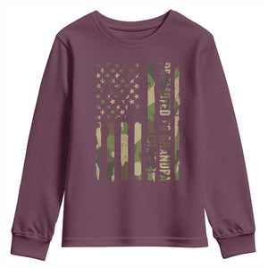 Promoted To Grandpa Est 2026 Patriotic American Flag Camo Youth Sweatshirt TS12 Maroon Print Your Wear