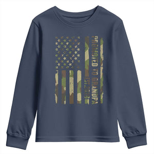 Promoted To Grandpa Est 2026 Patriotic American Flag Camo Youth Sweatshirt TS12 Navy Print Your Wear