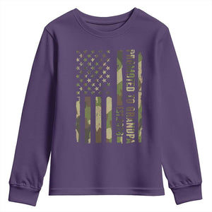 Promoted To Grandpa Est 2026 Patriotic American Flag Camo Youth Sweatshirt TS12 Purple Print Your Wear