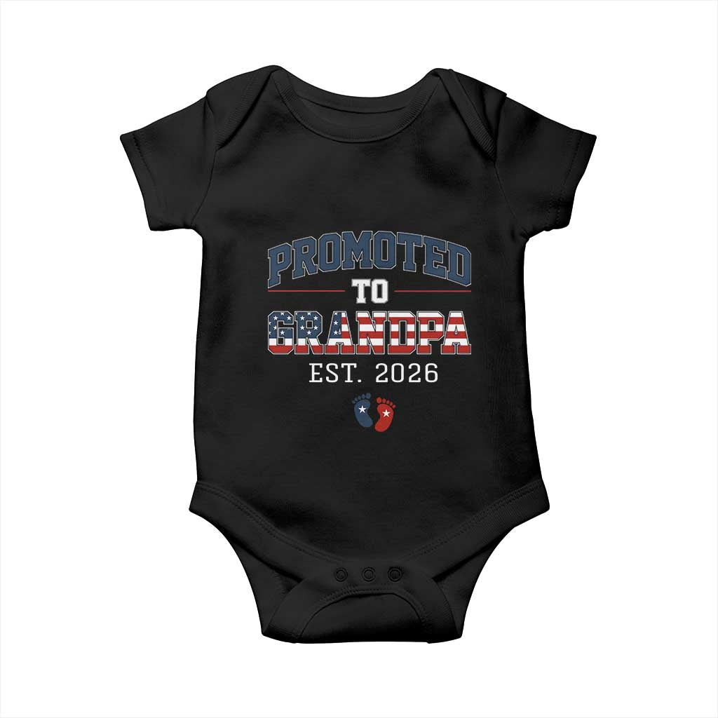 Patriotic Promoted To Grandpa Est 2026 Baby Onesie US Flag New Father Gift TS12 Black Print Your Wear
