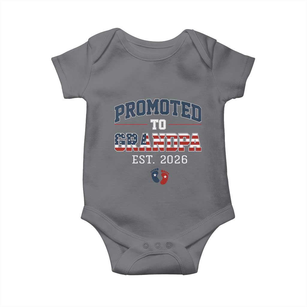Patriotic Promoted To Grandpa Est 2026 Baby Onesie US Flag New Father Gift TS12 Charcoal Print Your Wear