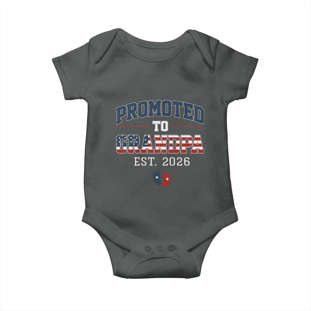 Patriotic Promoted To Grandpa Est 2026 Baby Onesie US Flag New Father Gift TS12 Dark Heather Print Your Wear